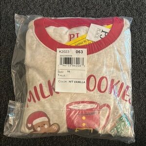 The Children's Place Red and White Pajama Set with Milk and Cookie Theme